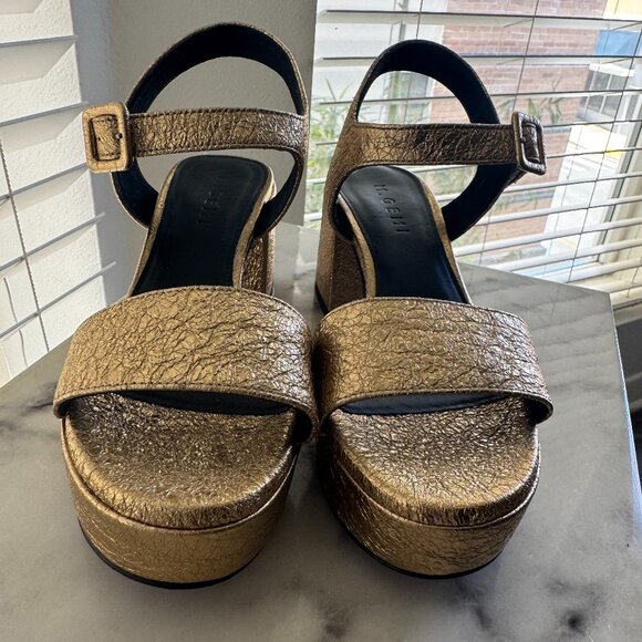 M. Gemi Lizza Nuova Limited Edition Warm Gold leather platform sandals 35.5, EUC - Picture 3 of 9